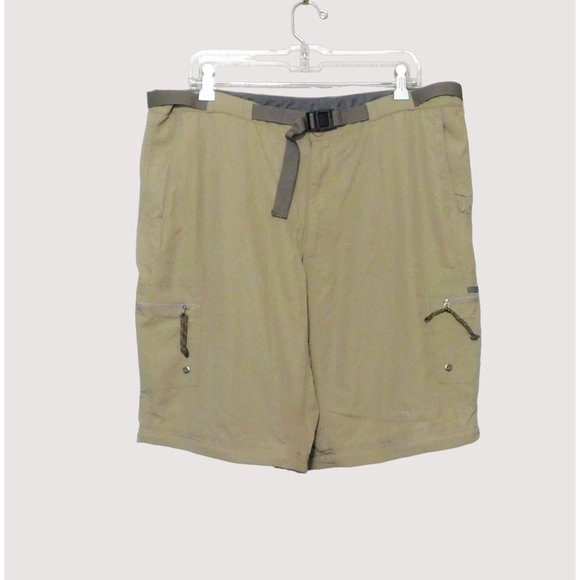 Alpine Khaki Convertible Pants Shorts XL Tan Belted Zip Off legs Light Weight - Picture 5 of 7
